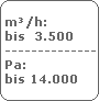 m/h:
 bis  3.500
 -------------------------
 Pa:
 bis 14.000