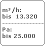 m/h:
 bis  13.320
 -------------------------
 Pa:
 bis 25.000